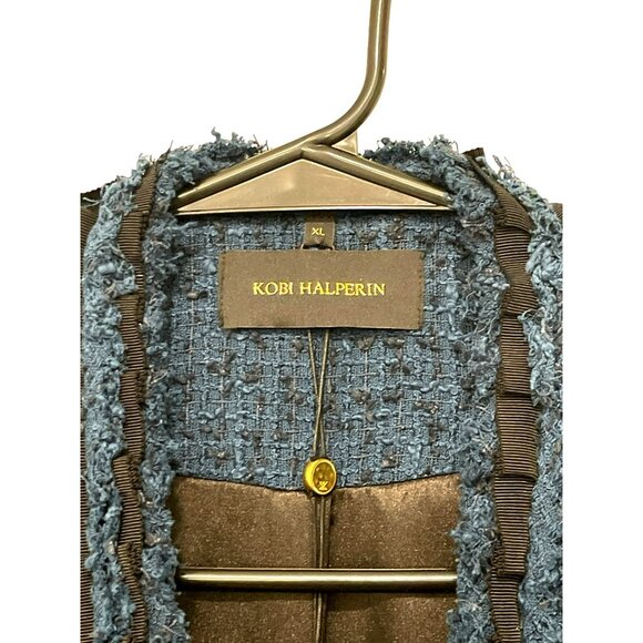 Kobi Halperin $698 Lola Jacket Navy Textured Open Front Blazer NWT - Picture 5 of 8